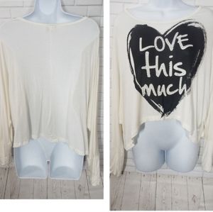 Love This Much White Batwing Rhinestone Shirt
